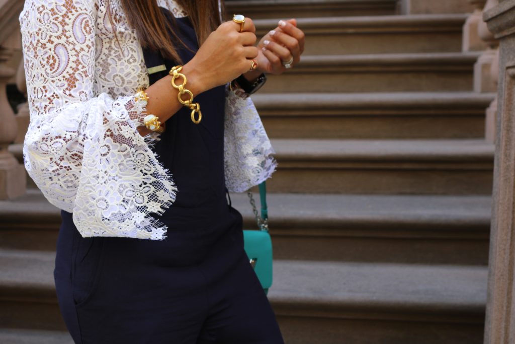 Lace + Overalls for #NYFW