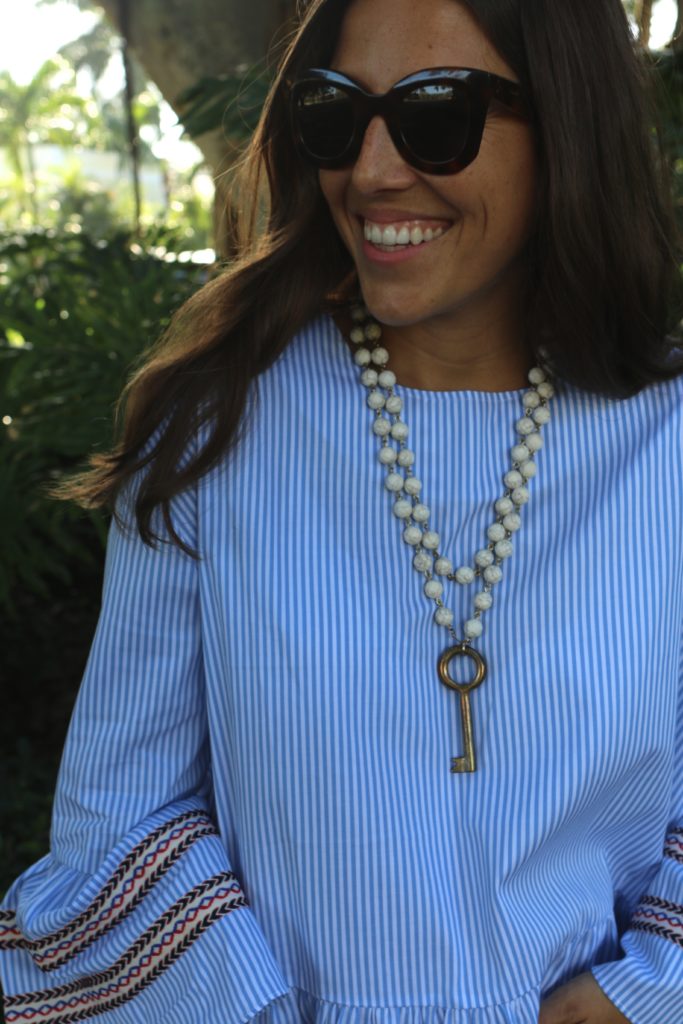 Summer Stripes transition into Fall key necklace