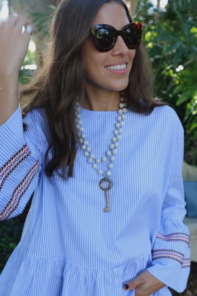 Summer Stripes transition into Fall + key necklace