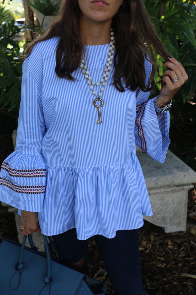 Summer Stripes transition into Fall + very allegra key necklace