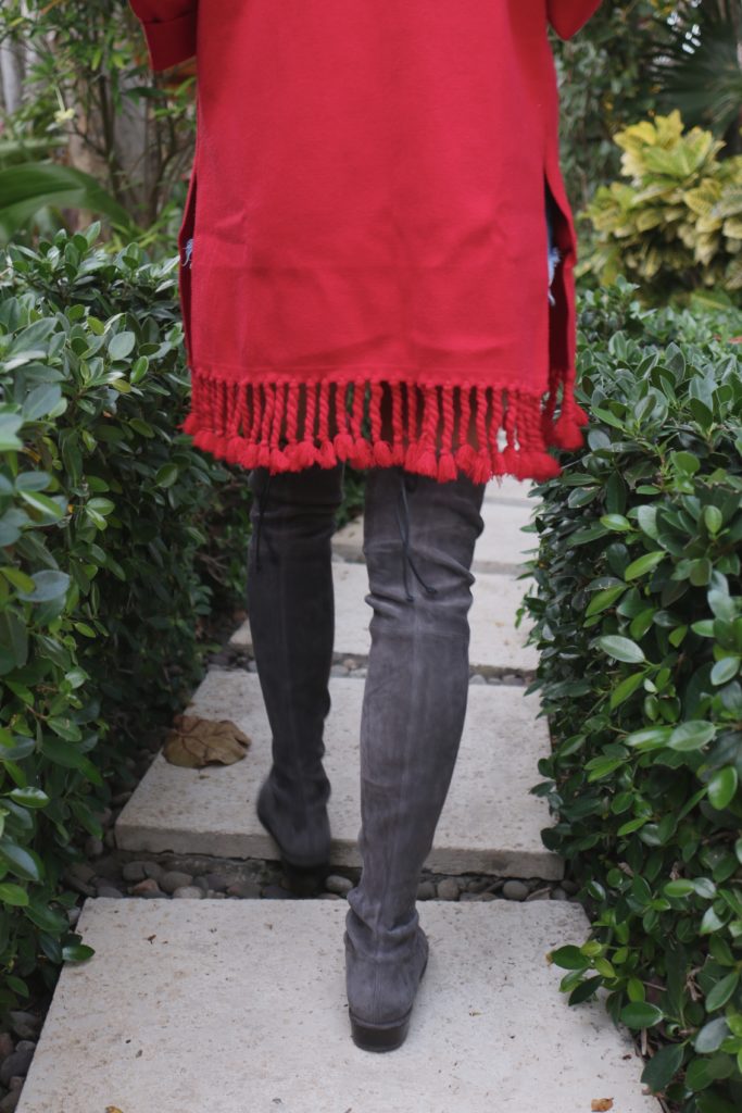 Red Tassel Sweater + Over the Knee Boots back