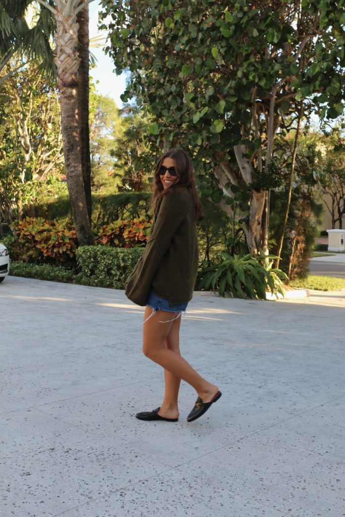 Army Green Sweater + shorts