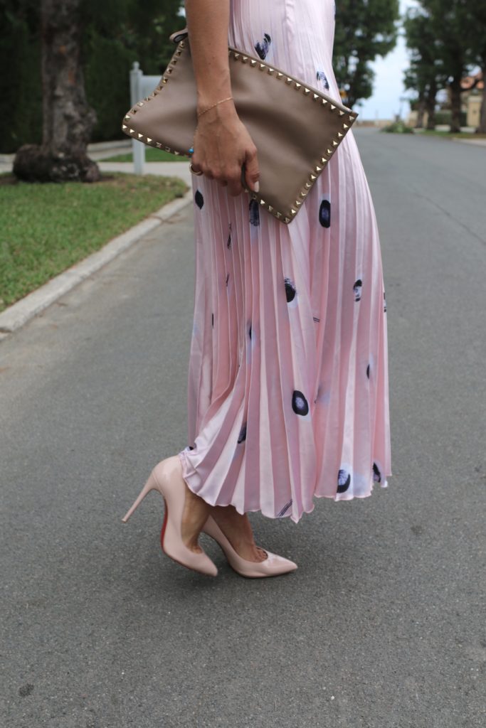 Pink Pleated Skirt with Christian Louboutins