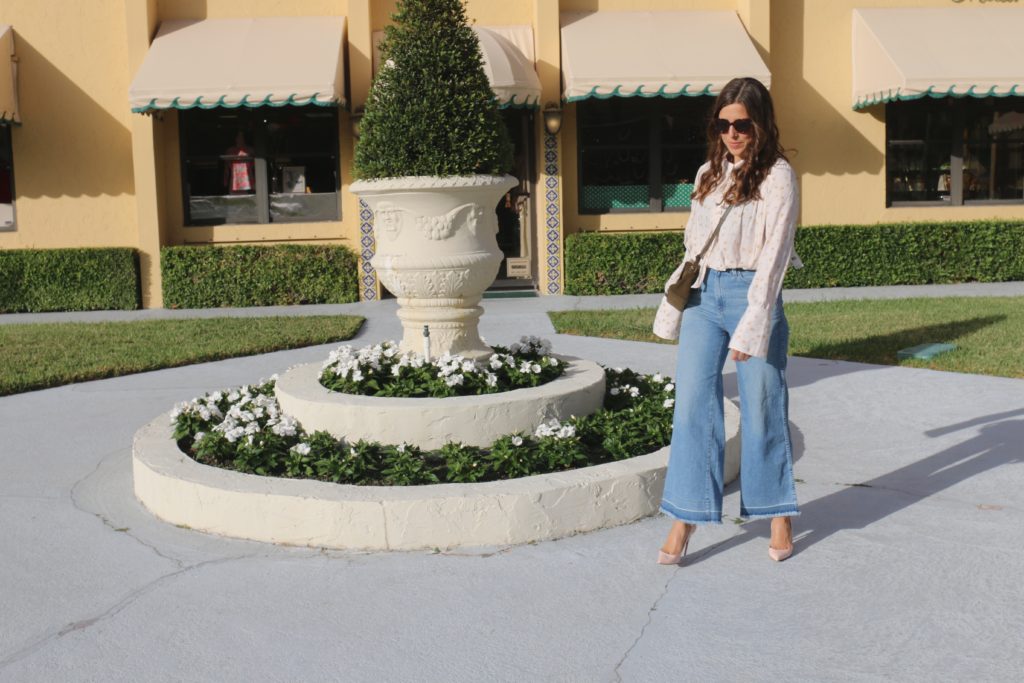 Wide Leg Jeans & Tied Up Top + Rebecca Minkoff Bag
