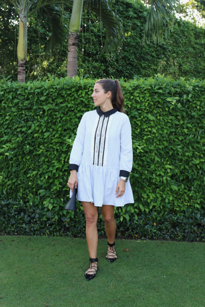 Shirtdress with a Lace Front + Clutch