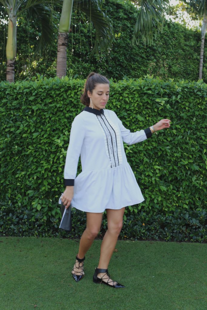 Shirtdress with a Lace Front + Jimmy Choo Flats