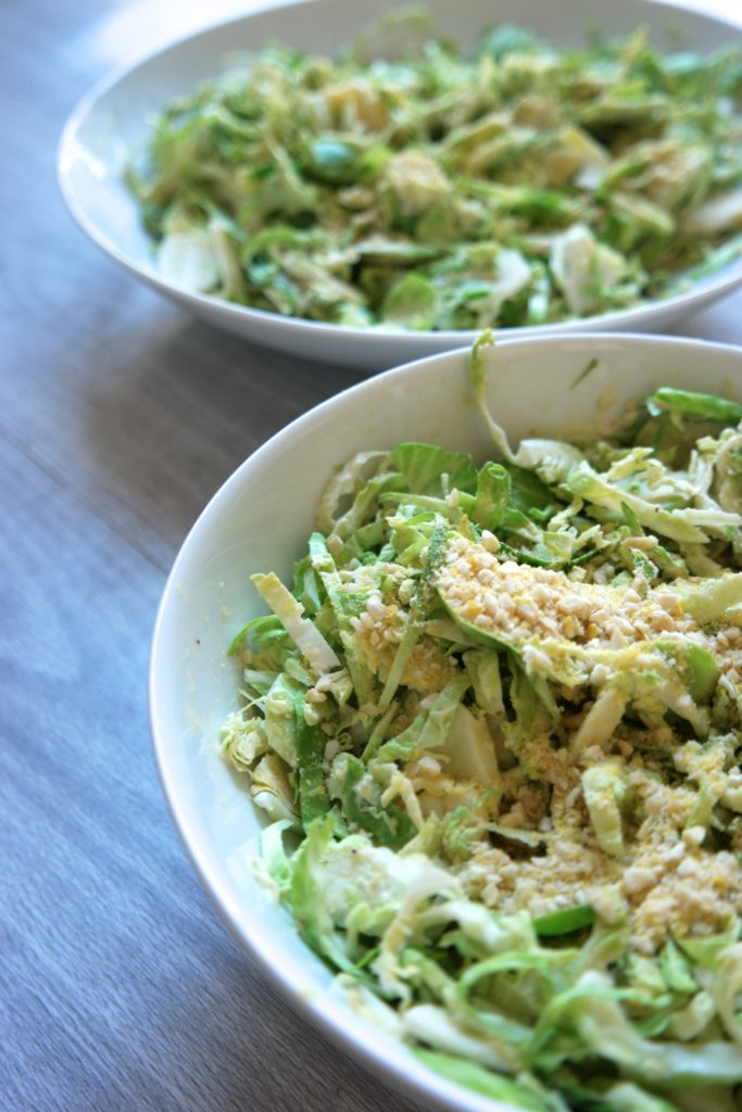 Vegan Caesar Salad with Shaved Brussel Sprouts & Vegan Parmesan 7