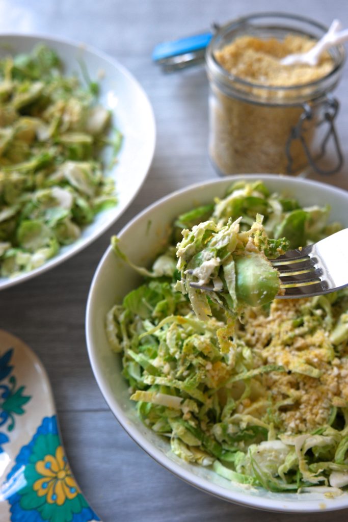 Vegan Caesar Salad with Shaved Brussel Sprouts & Vegan Parmesan 2