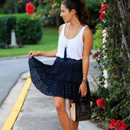 Navy Alexis Skirt & Navy Flats