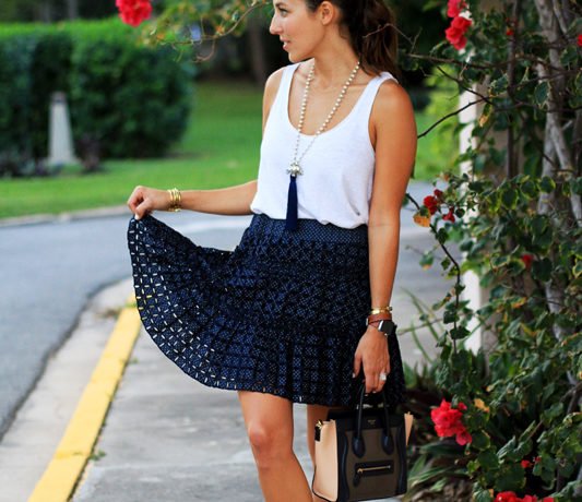 Navy Alexis Skirt & Navy Flats