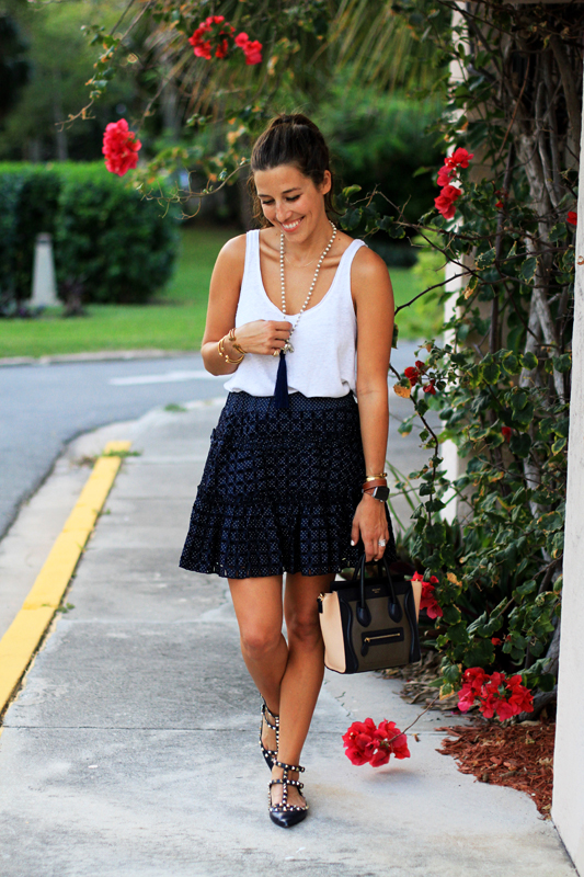 Navy Alexis Skirt with Navy Flats - VeryAllegra