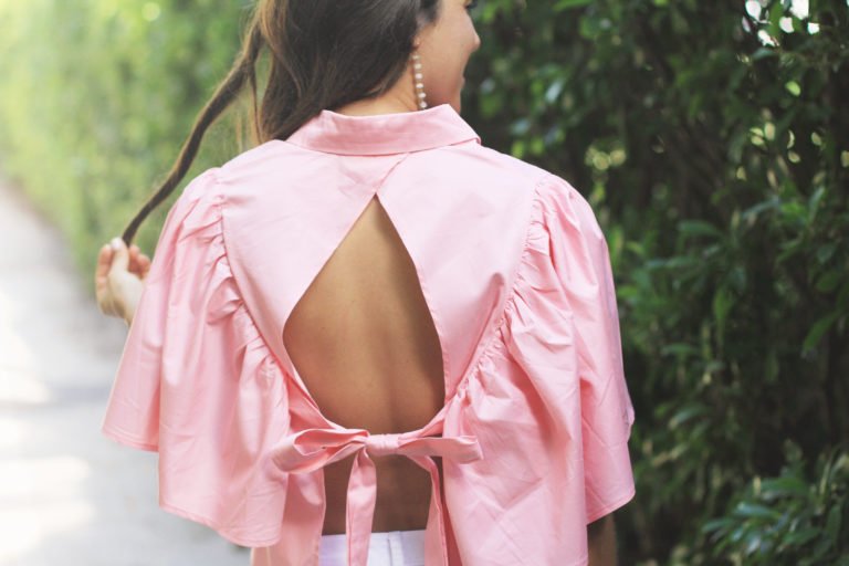 PARADISE OLD PINK OPEN BACK BLOUSE