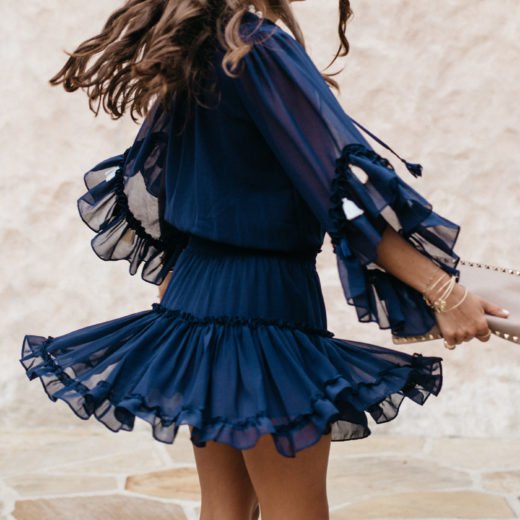 Navy Dress with Tassels 1