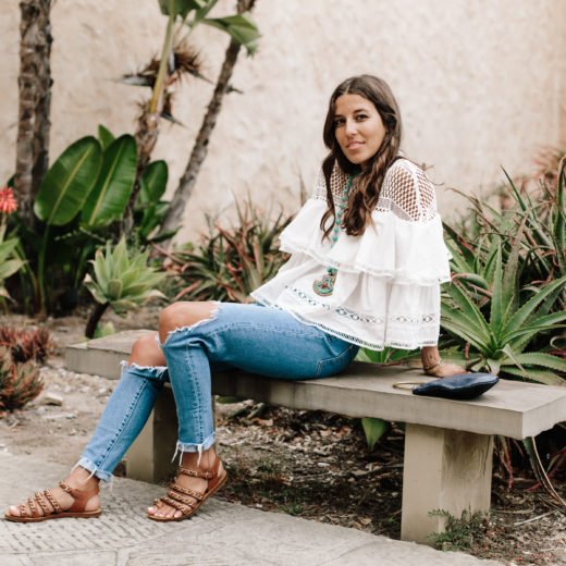 White Eyelet Ruffle Top