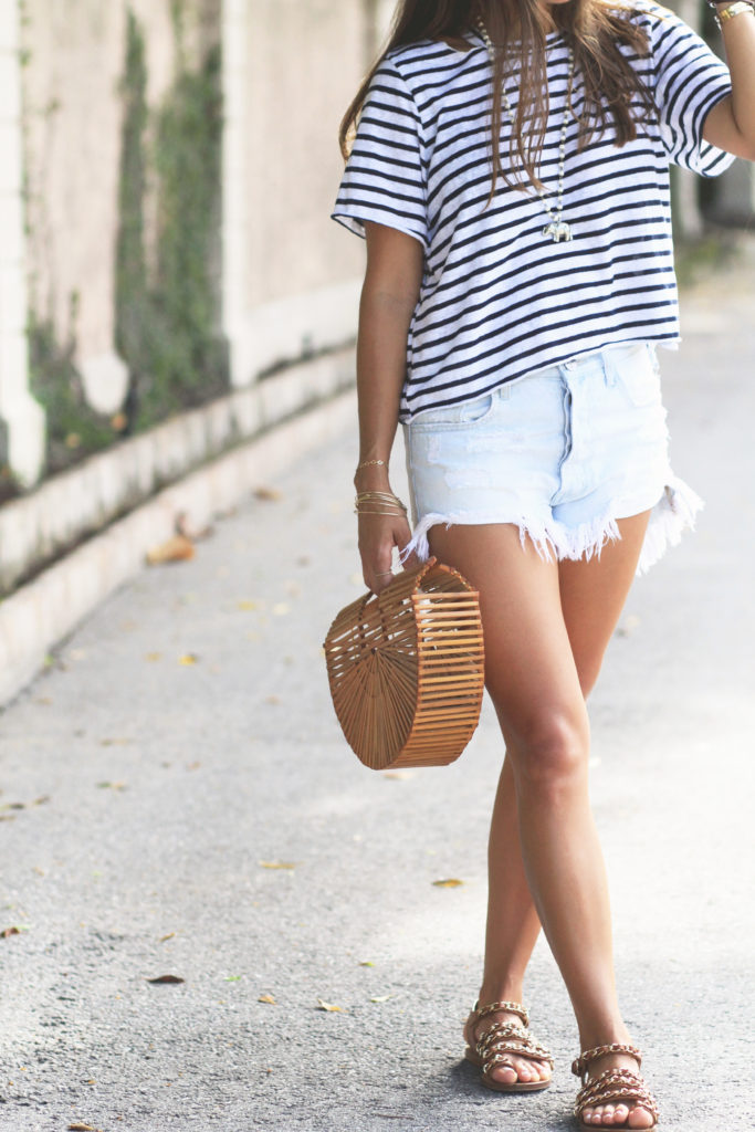 Casual Striped Tee in Palm Beach