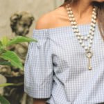 Grey Checkered Off The Shoulder Top