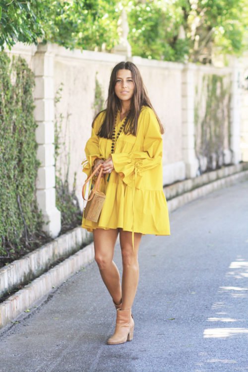 Yellow Swing Dress & Booties - VeryAllegra