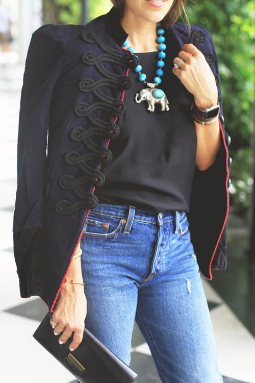 Military Style Navy Jacket & Levi's - VeryAllegra