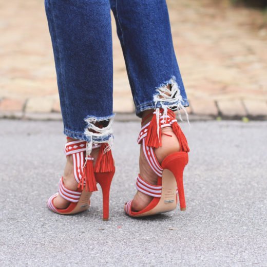 Red Heels, Grey Turtleneck, & Jeans