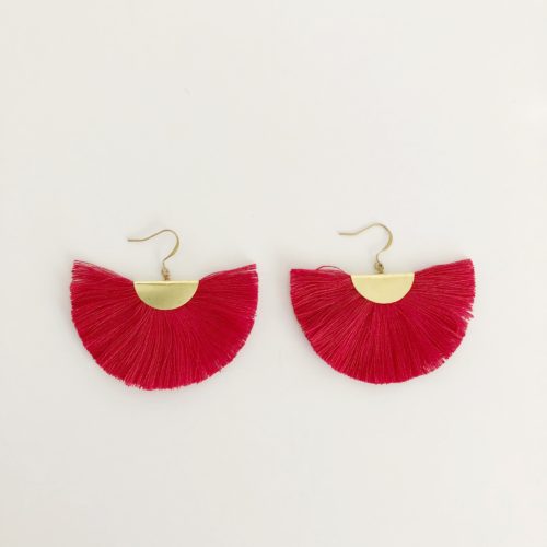 Red Half Moon Earrings