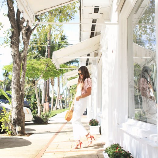 White Denim Overalls & Striped Top