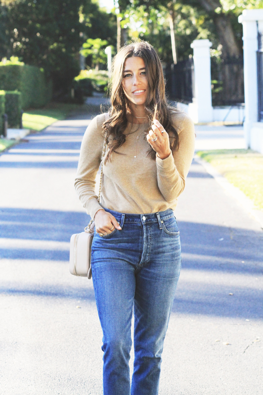Tan Sweater and Jeans for a Simple Look - VeryAllegra