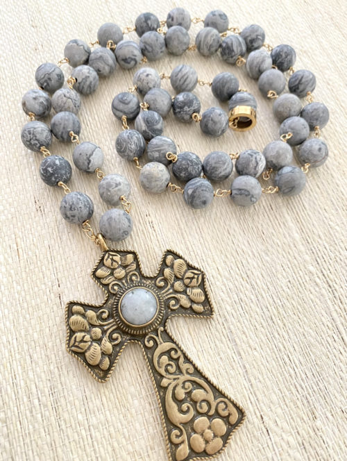 Marbled Cross Necklace